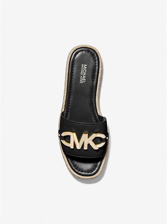 商品Michael Kors|Izzy Logo Embellished Leather Slide Sandal,价格¥648,第5张图片详细描述