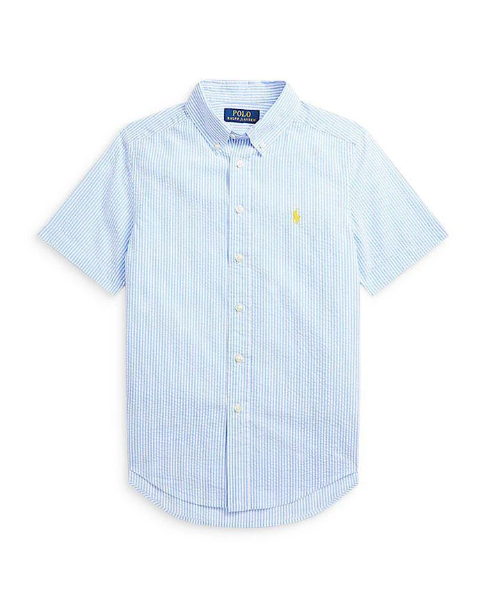 商品Ralph Lauren|Boys' Striped Seersucker Short Sleeve Shirt - Little Kid,价格¥414,第1张图片