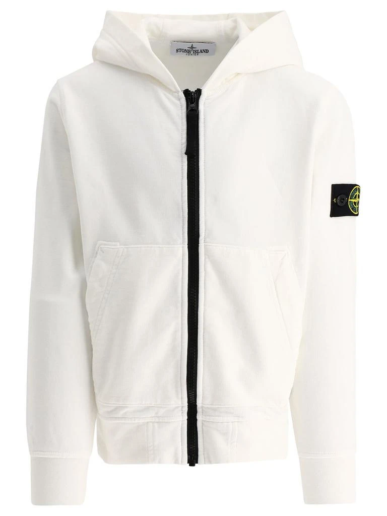 商品Stone Island Junior|Stone Island Junior Zip-Up Logo Patch Hoodie,价格¥1278,第1张图片