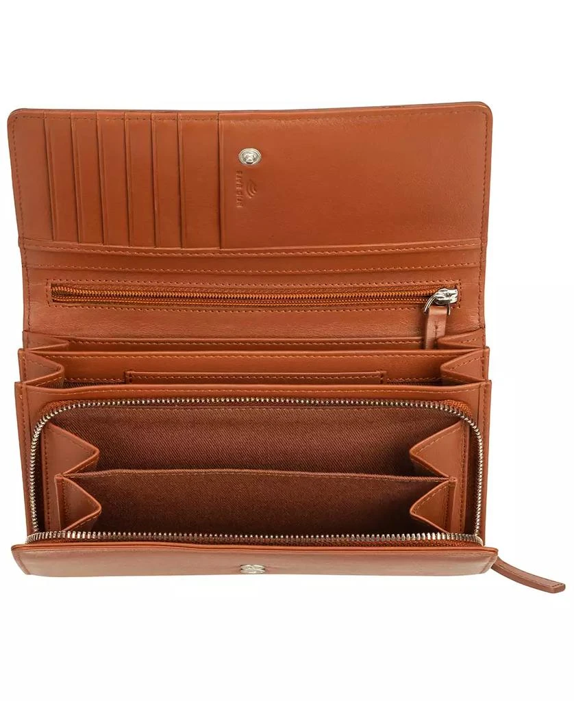 商品Mancini Leather Goods|Women's Croco Collection RFID Secure Clutch Wallet,价格¥783,第4张图片详细描述
