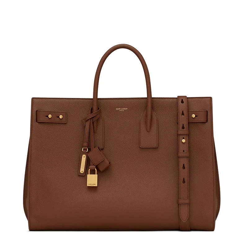 商品Yves Saint Laurent|SAINT LAURENT PARIS/圣罗兰 YSL 22春夏新款SAC DE JOUR系列 男士大号棕色粒面皮革金锁金扣单肩手提包631526DTI0W2126,价格¥22403,第1张图片