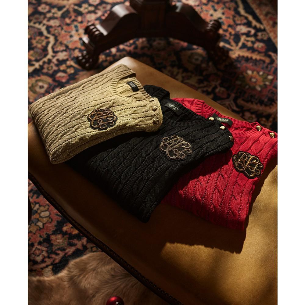 商品Ralph Lauren|女式 纽扣饰边绞花针织毛衣,价格¥605,第5张图片详细描述