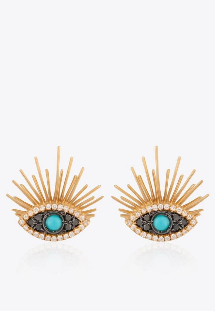 商品Falamank|Sweet Collection Earrings in 18-karat Yellow Gold, Black and White Diamonds,价格¥11741,第1张图片