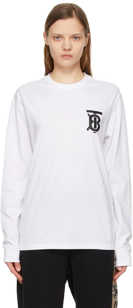 商品Burberry|White Monogram Atherton Long Sleeve T-Shirt,价格¥4573,第1张图片