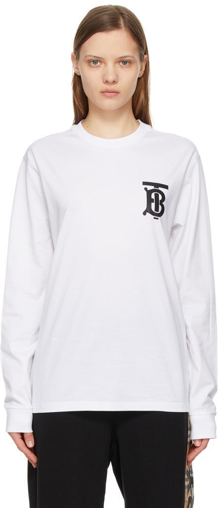 商品Burberry|White Monogram Atherton Long Sleeve T-Shirt,价格¥4051,第1张图片