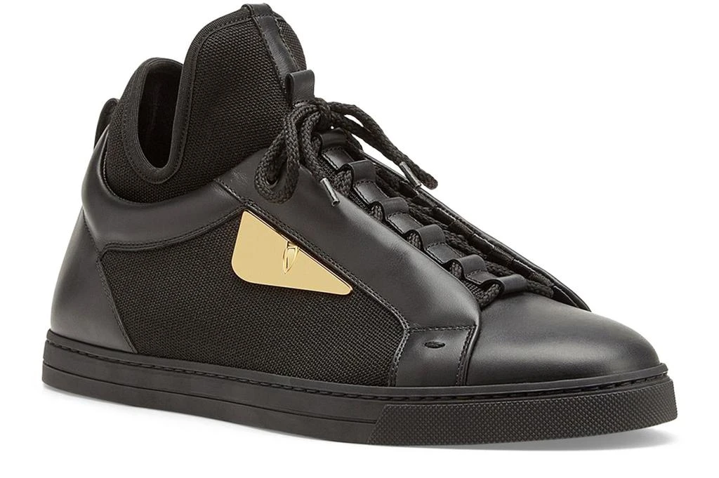 商品Fendi|Black leather and tech fabric high-tops,价格¥6832,第2张图片详细描述