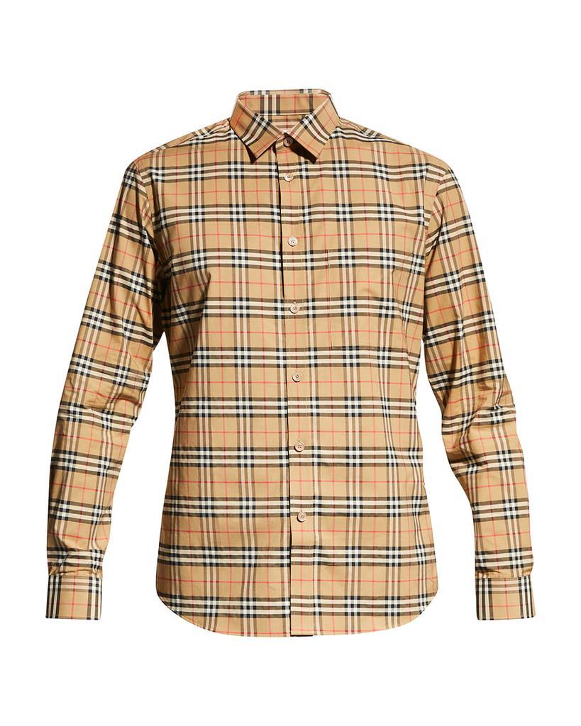 商品Burberry|Men's Simpson Check-Pattern Sport Shirt,价格¥3651,第4张图片详细描述