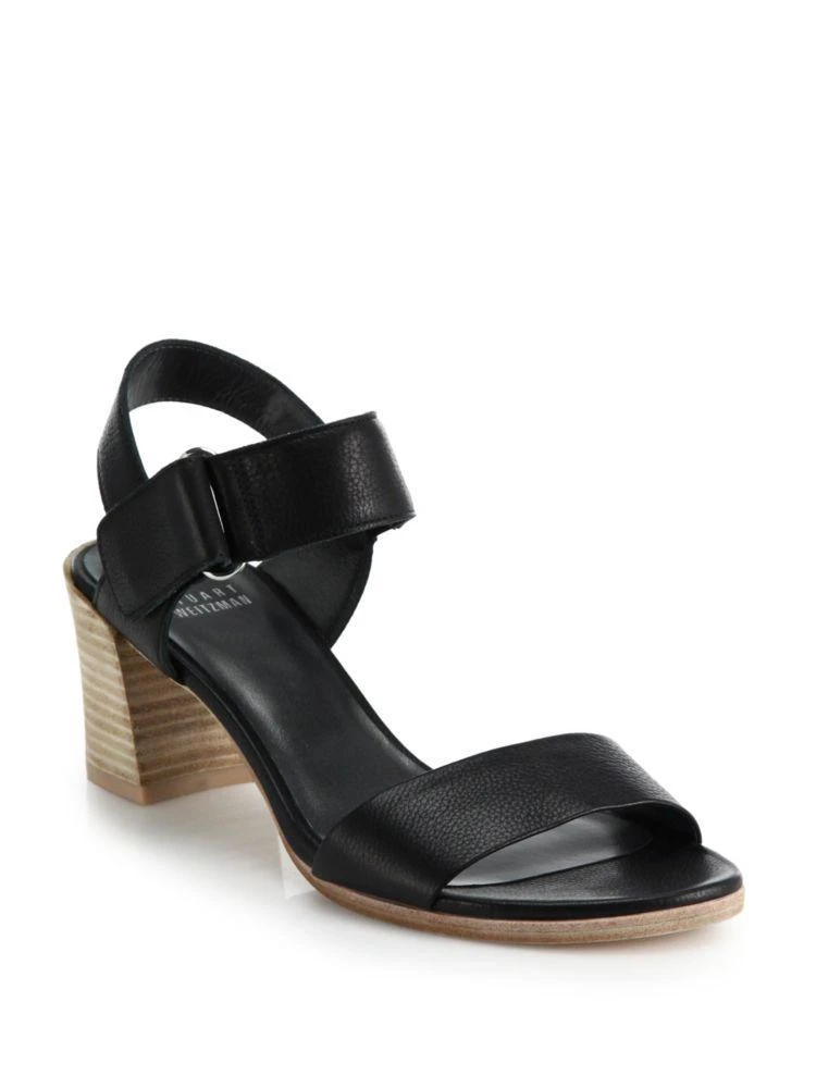 商品Stuart Weitzman|Broadband Stacked-Heel Leather Sandals,价格¥1247,第5张图片详细描述