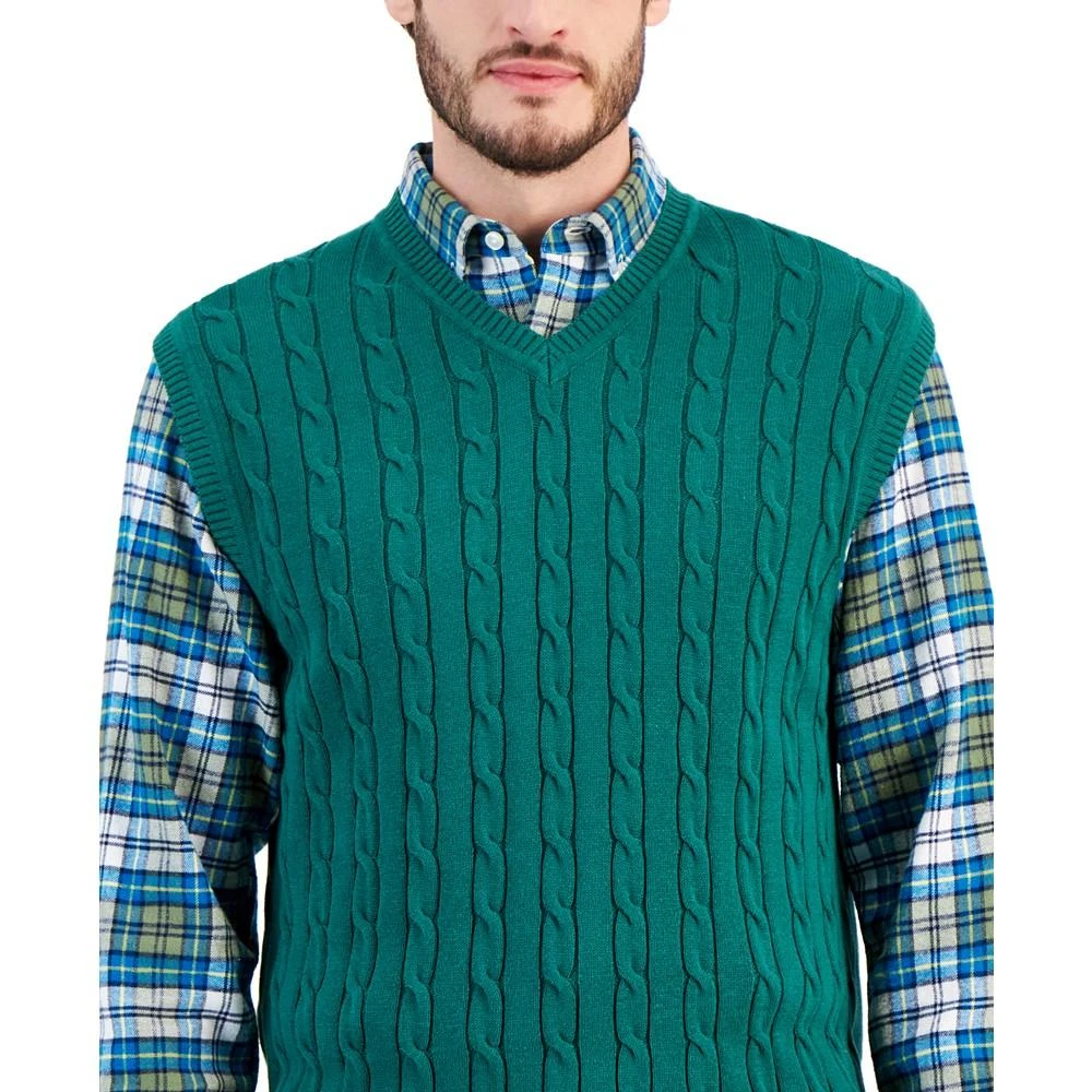 商品Club Room|Men's Cable-Knit Cotton Sweater Vest, Created for Macy's,价格¥147,第3张图片详细描述