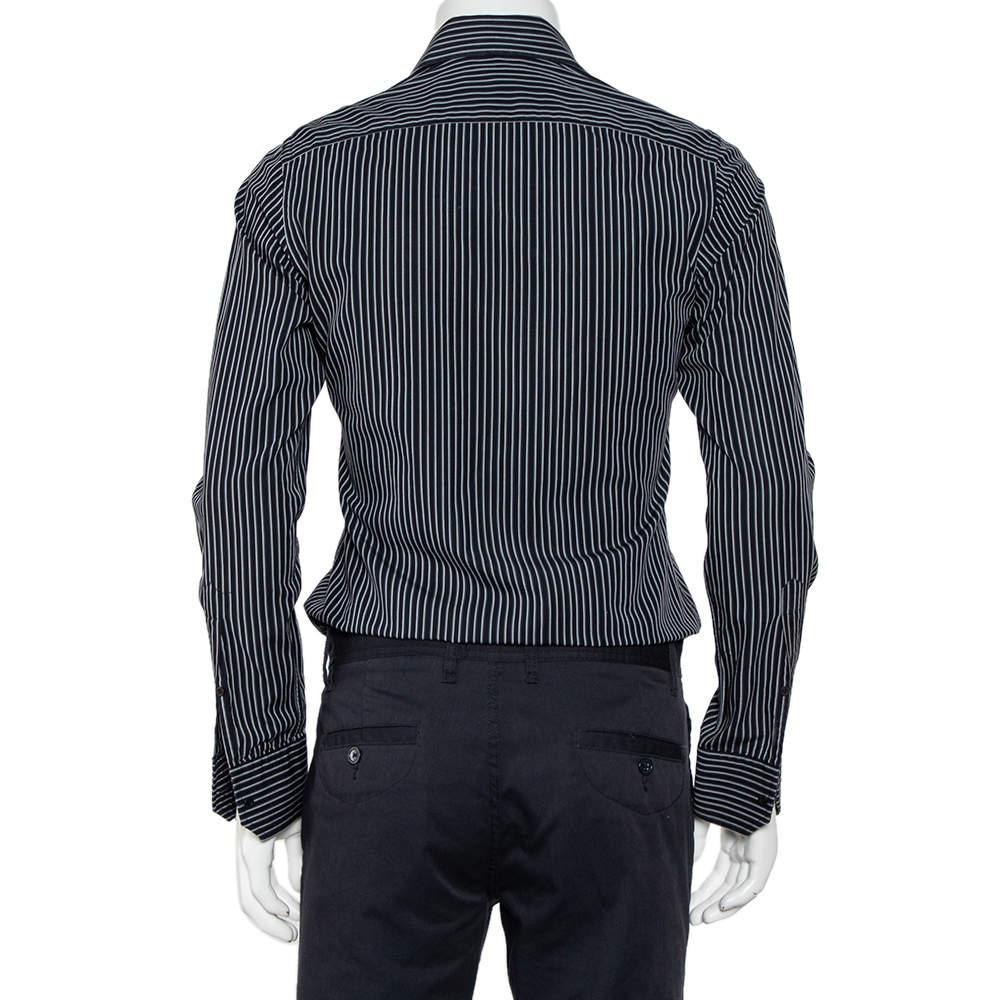 Gucci Black Striped Cotton Button Front Shirt S商品第3张图片规格展示
