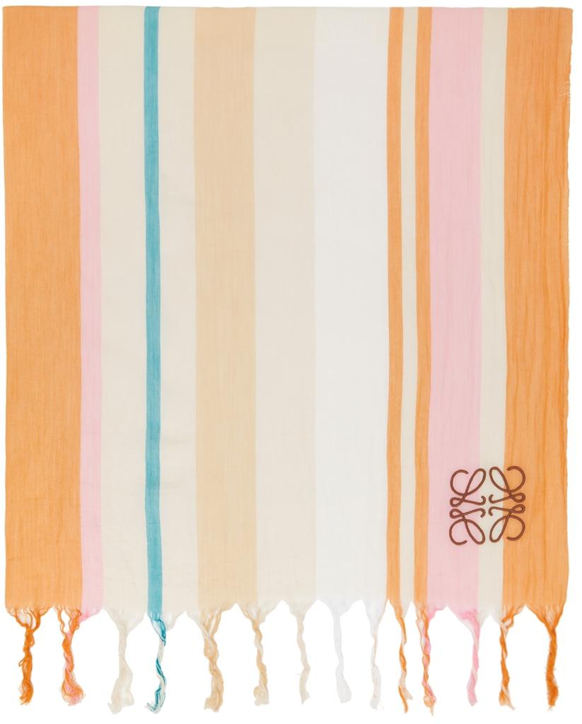 Off-White & Orange Stripes Blanket Scarf商品第1张图片规格展示