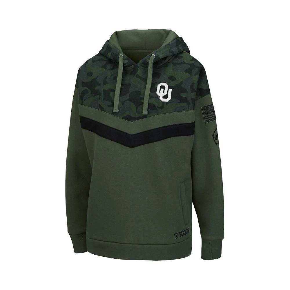 商品Colosseum|Women's Olive and Camo Oklahoma Sooners OHT Military-Inspired Appreciation Extraction Chevron Pullover Hoodie,价格¥338,第2张图片详细描述