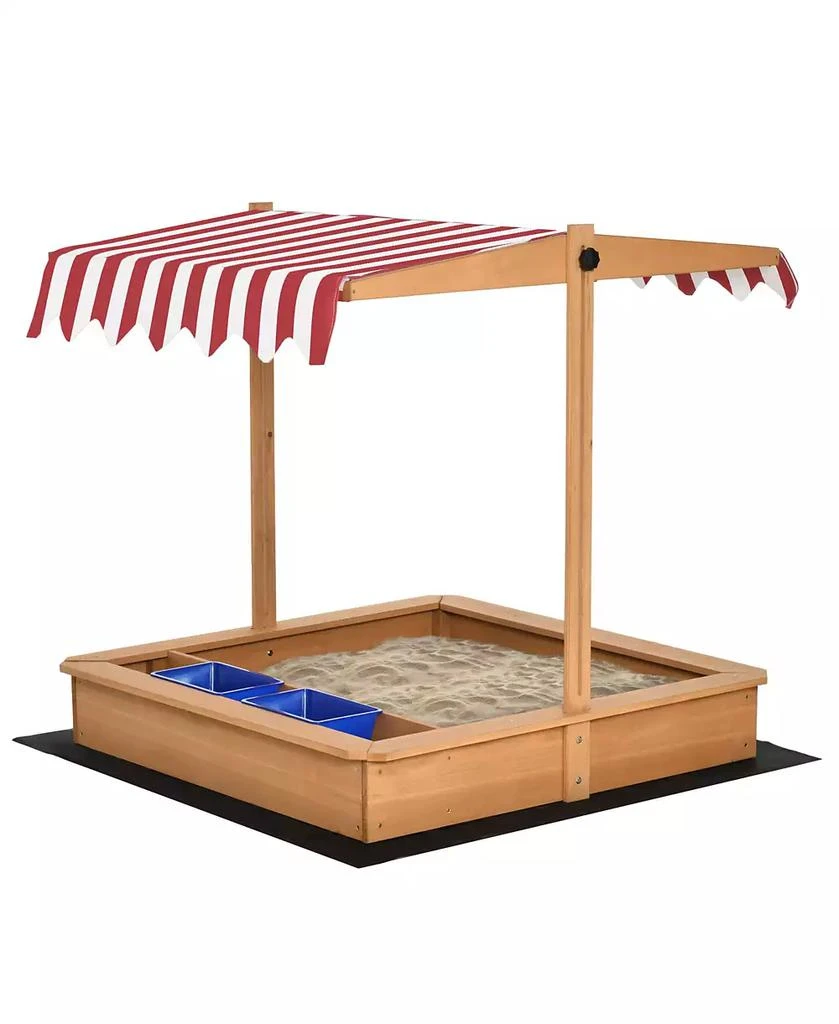 商品Outsunny|Kids Sandbox with Cover and Adjustable Canopy Seats Plastic Basins,价格¥636,第3张图片详细描述