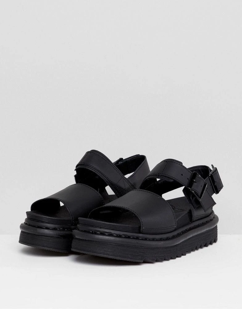 商品Dr. Martens|Dr Martens Voss black Leather Flat Chunky Sandals,价格¥968,第2张图片详细描述