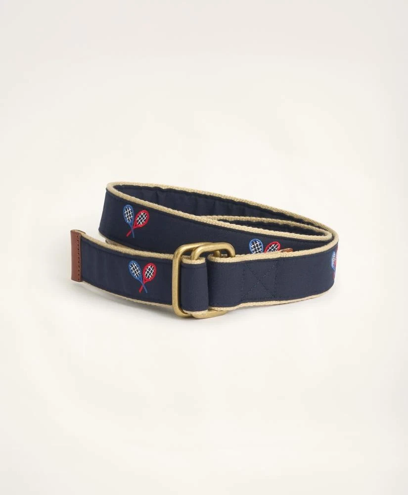 商品Brooks Brothers|Embroidered Leather Tab D-Ring Belt,价格¥328,第1张图片
