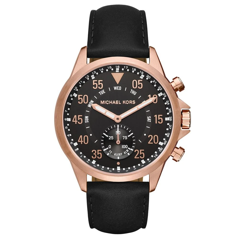 商品Michael Kors|Access Men's Gage Black Leather Strap Hybrid Smart Watch 45mm,价格¥1556,第1张图片