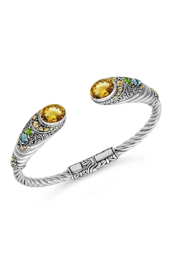 商品DEVATA|18K Gold & Sterling Silver Citrine Bali Filigree Hinged Cuff Bracelet,价格¥1321,第2张图片详细描述