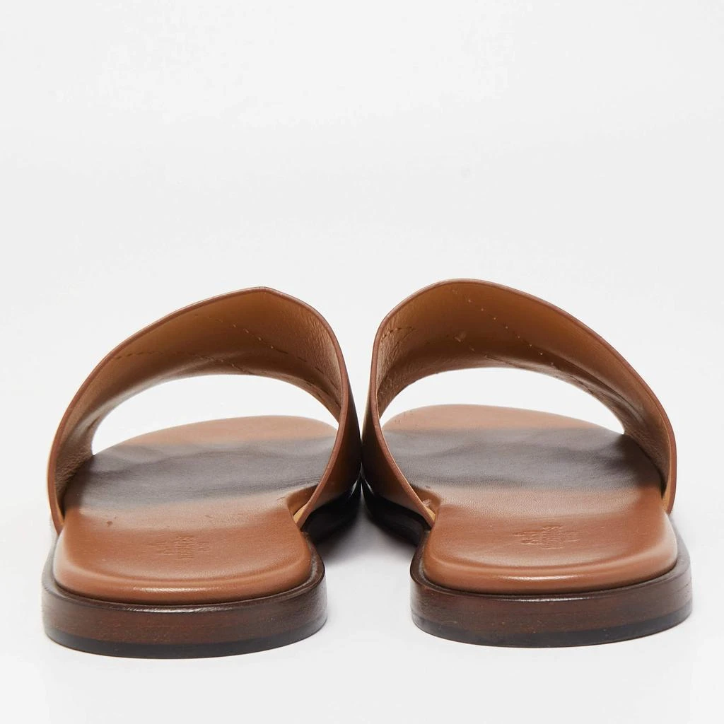 商品[二手商品] Hermes|Hermes Brown Leather Flat Slides Size 43,价格¥4317,第5张图片详细描述