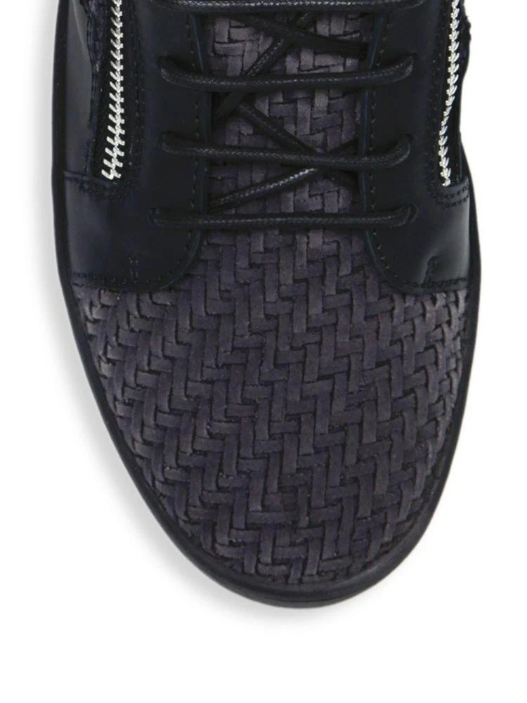 商品Giuseppe Zanotti|Woven Suede Low Leather Sneakers,价格¥2436,第3张图片详细描述