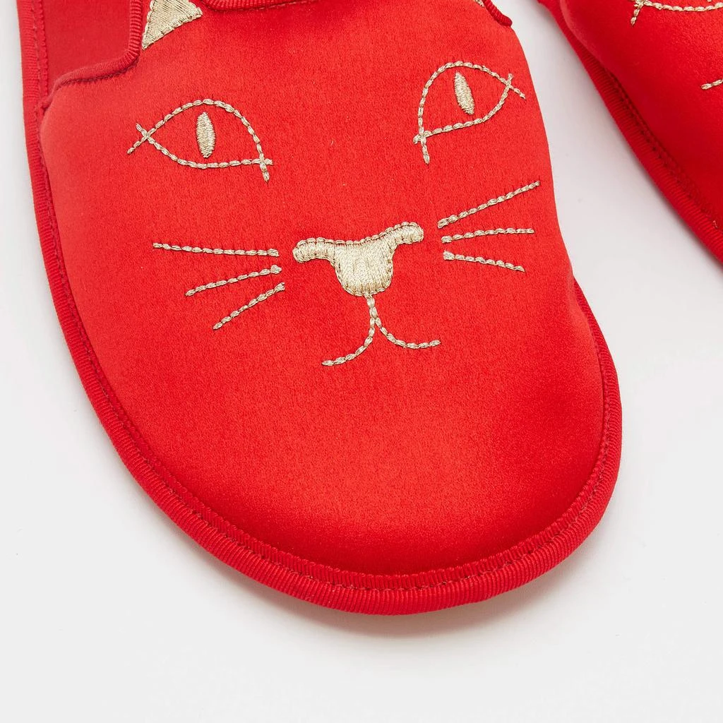 Charlotte Olympia Red Satin Kitty Slipper Flats Size XS 38 商品
