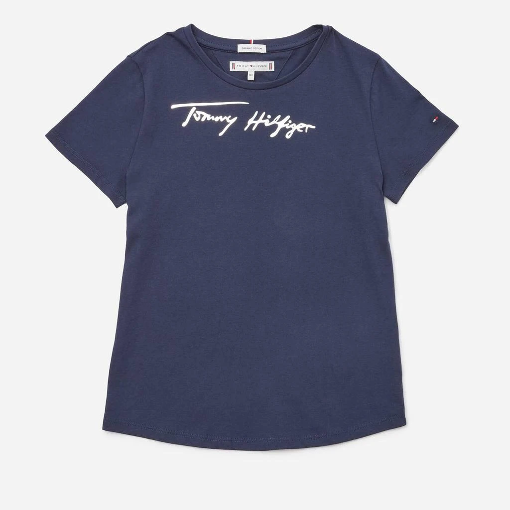 商品Tommy Hilfiger|Tommy Hilfiger Girls' Script Print T-Shirt Short Sleeved - Twilight Navy,价格¥89,第1张图片