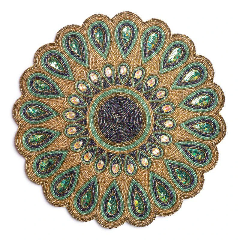 商品GAURI KOHLI|Peacock Beaded Placemats, Set of 2 L,价格¥527,第2张图片详细描述