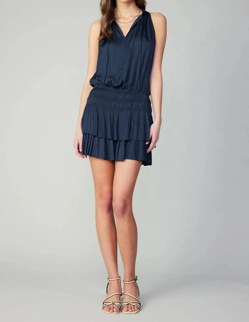 商品current air|Cara Sleeveless Pleated Mini Dress In Navy Blue,价格¥505,第1张图片