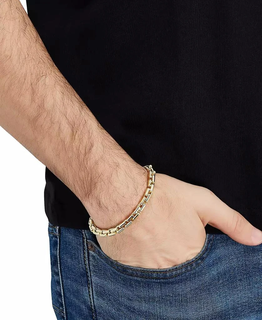 商品Macy's|Men's Square Link Bracelet in 18k Gold-Plated Sterling Silver,价格¥1533,第2张图片详细描述