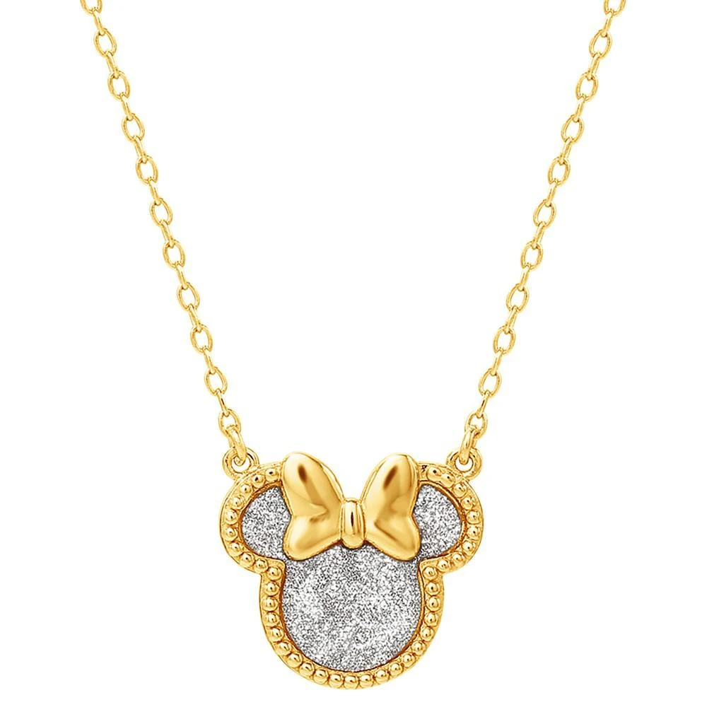 商品Disney|Minnie Mouse Glitter 18" Pendant Necklace in 18k Gold-Plated Sterling Silver,价格¥683,第1张图片