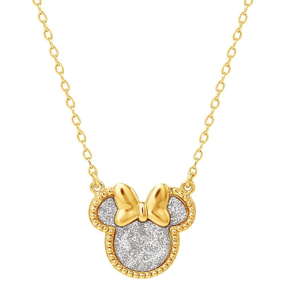 商品Disney|Minnie Mouse Glitter 18" Pendant Necklace in 18k Gold-Plated Sterling Silver,价格¥665,第1张图片
