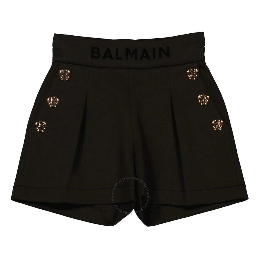 商品Balmain|Balmain Girls Bermuda Logo-Print Buttoned Tailored Shorts, Size 10Y,价格¥520,第1张图片