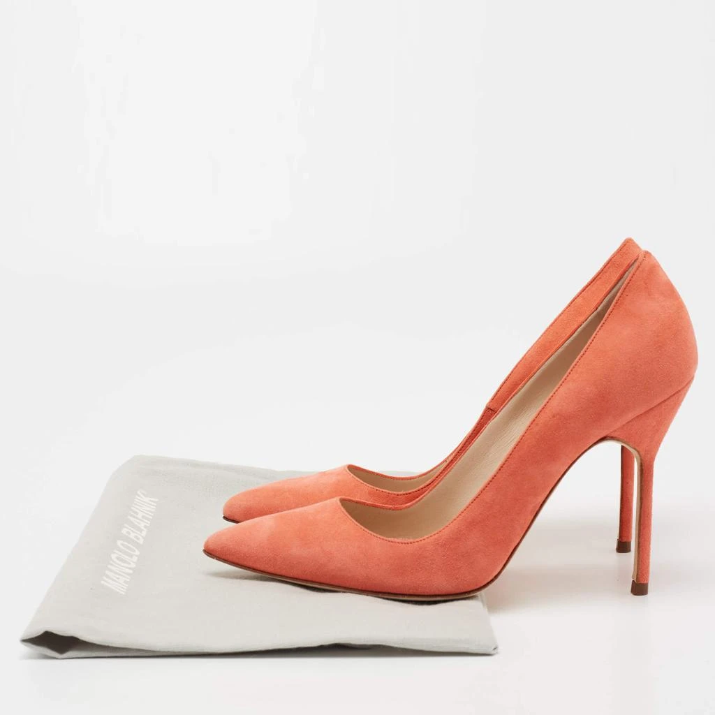 Manolo Blahnik Coral Orange Suede BB Pointed Toe Pumps Size 36 商品