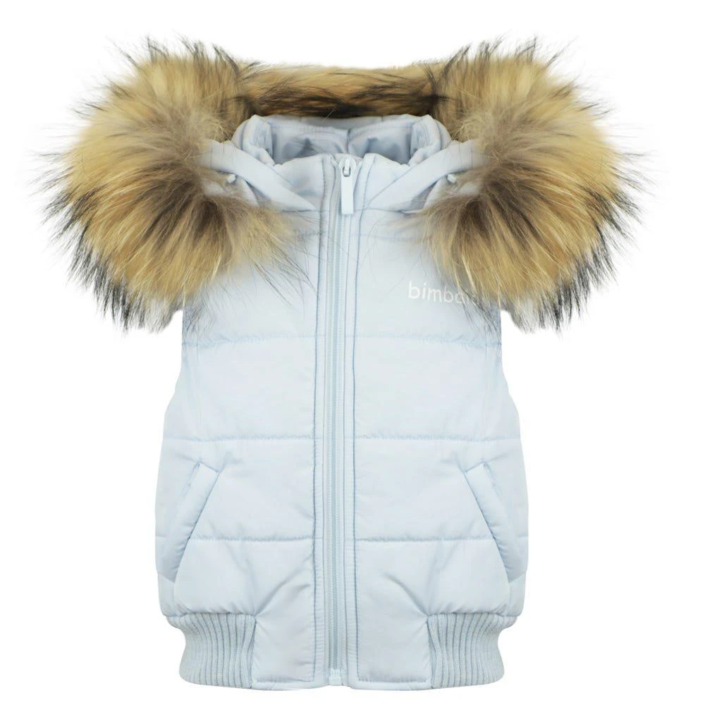 商品Bimbalo|Blue Fur Trim Hooded Gilet,价格¥501,第1张图片