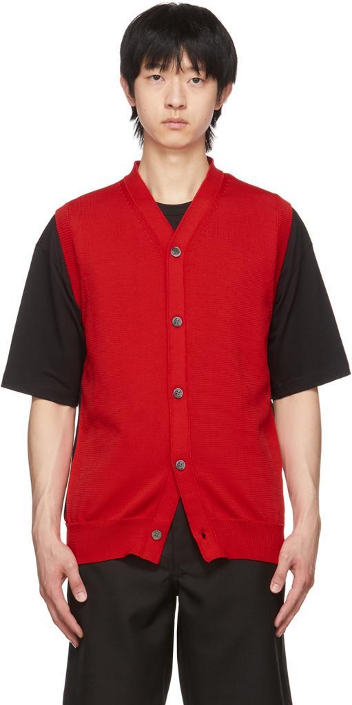 商品Comme des Garcons|Red & Black Knit Vest Cardigan,价格¥2481,第1张图片