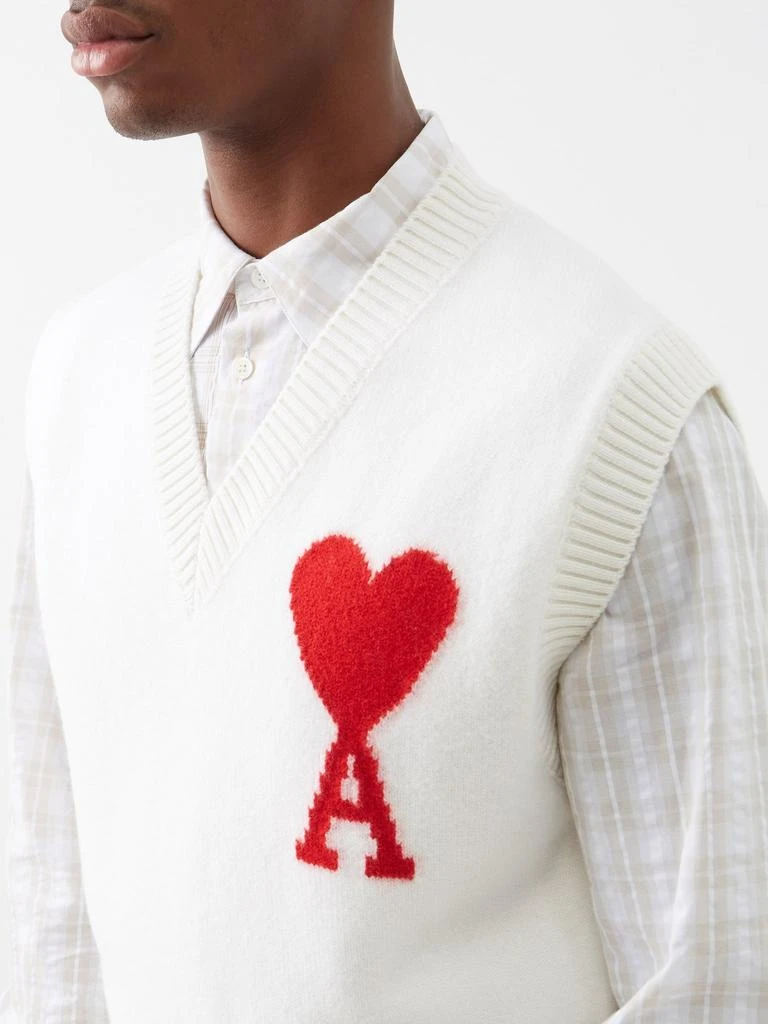 商品AMI|Ami de Cœur-logo wool sweater vest,价格¥2607,第3张图片详细描述