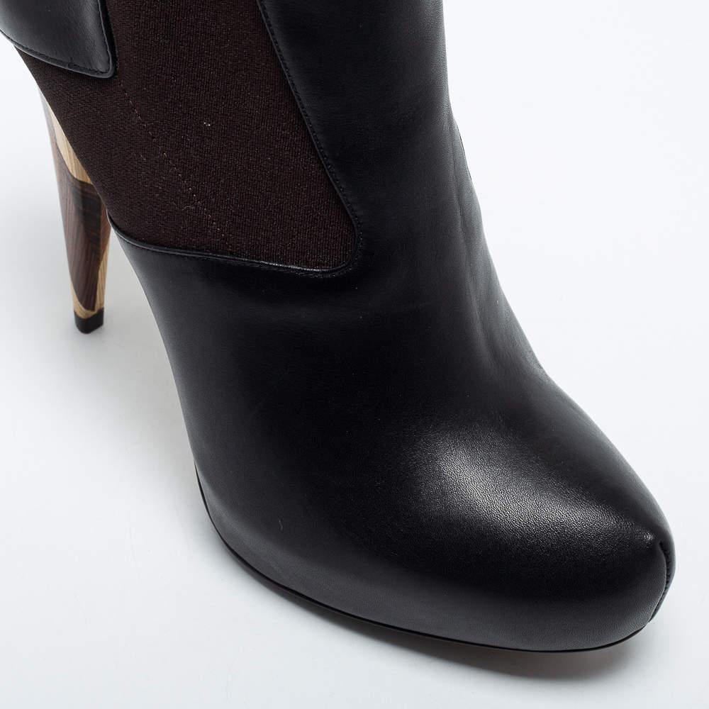 Fendi Black Leather Ankle Boots Size 40商品第8张图片规格展示