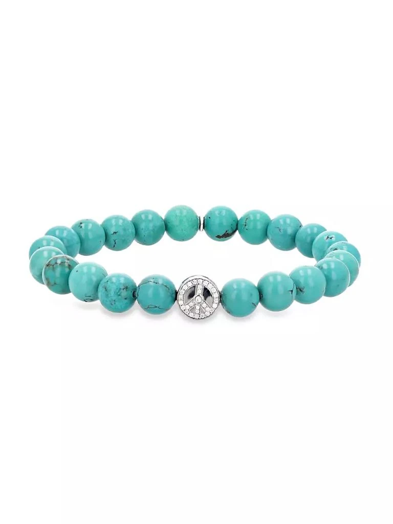 商品Sheryl Lowe|Sterling Silver, Turquoise &amp; 0.1 TCW Diamond Beaded Stretch Bracelet,价格¥3741,第2张图片详细描述