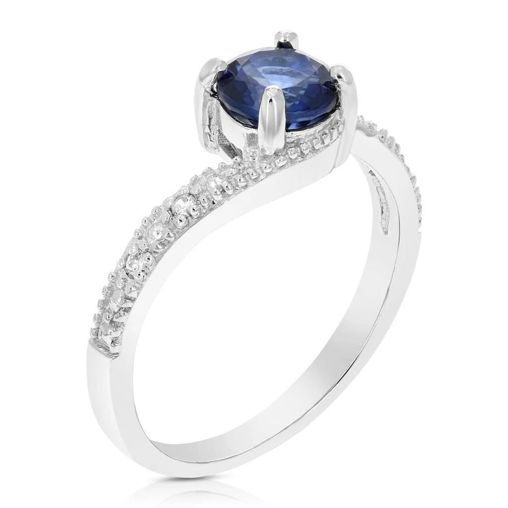 商品Vir Jewels|0.80 cttw Created Blue Sapphire Ring .925 Sterling Silver Rhodium Round 6 MM,价格¥477,第1张图片