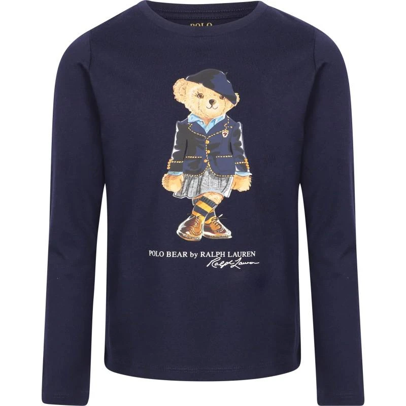 商品Ralph Lauren|Polo bear in blazer print long sleeved logo t shirt in navy,价格¥586,第1张图片