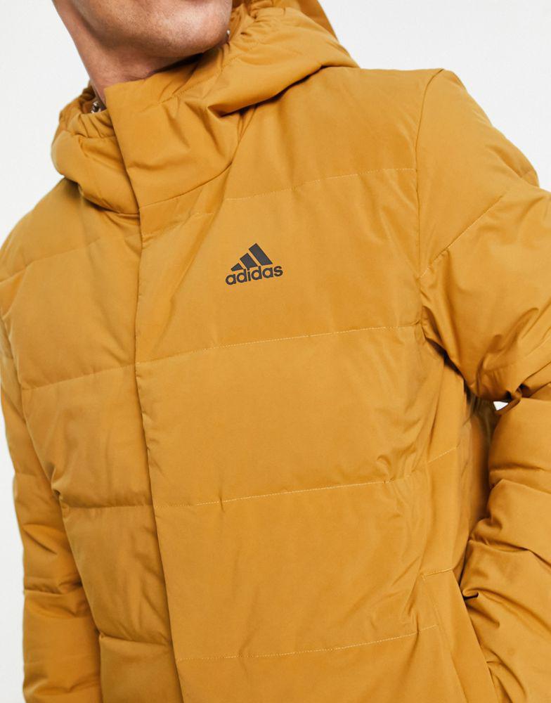 adidas Outdoor Helionic hooded puffer jacket in brown商品第3张图片规格展示