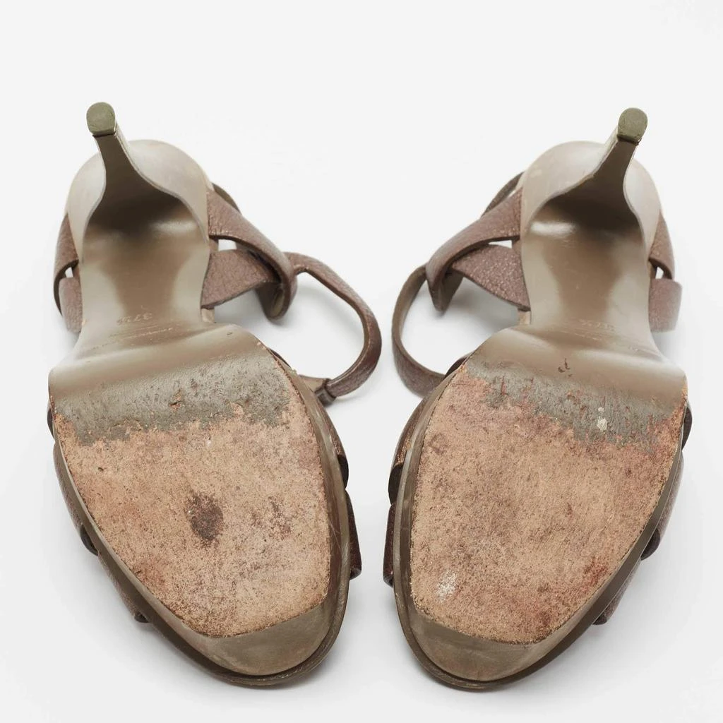 Saint Laurent Metallic Bronze Leather Tribute  Ankle Sandals Size 37.5 商品