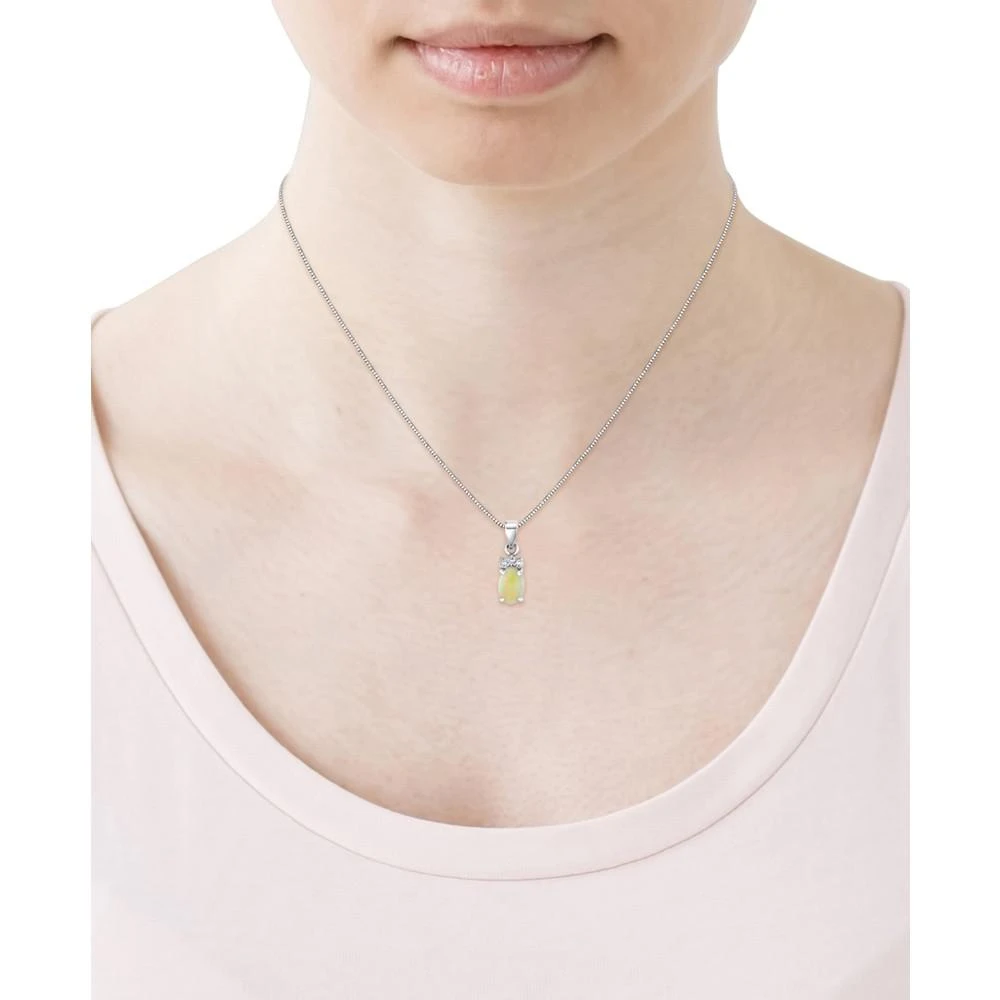 商品Macy's|Opal (1/2 ct. t.w.) & Diamond Accent Oval 18" Pendant Necklace in 14k White Gold,价格¥2976,第2张图片详细描述