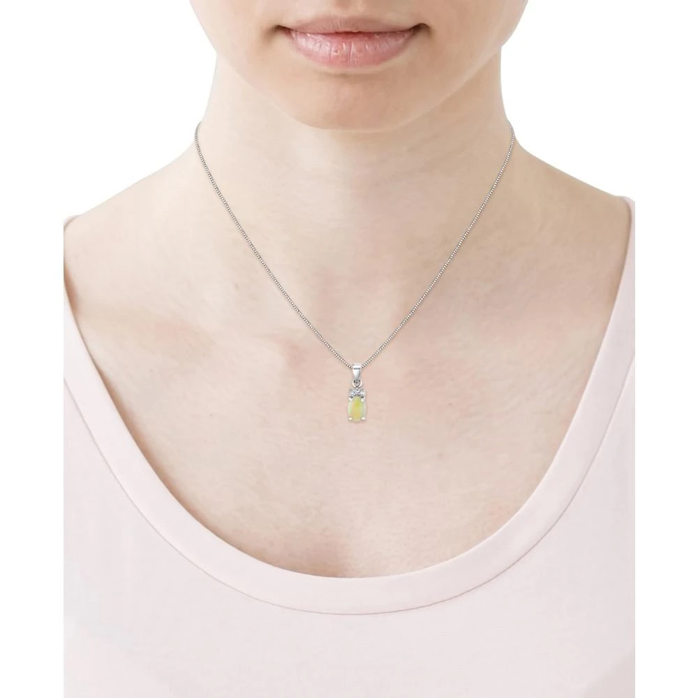 商品Macy's|Opal (1/2 ct. t.w.) & Diamond Accent Oval 18" Pendant Necklace in 14k White Gold,价格¥2695,第2张图片详细描述