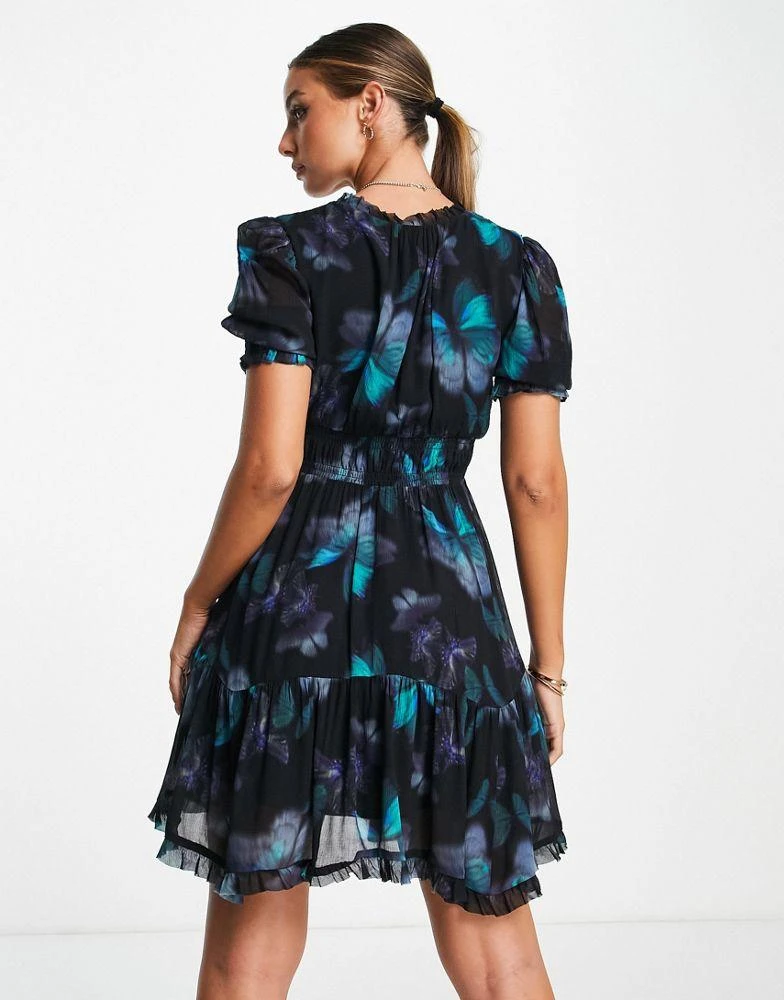 商品ALL SAINTS|AllSaints Via Ceres butterfly print mini dress in black,价格¥1685,第2张图片详细描述