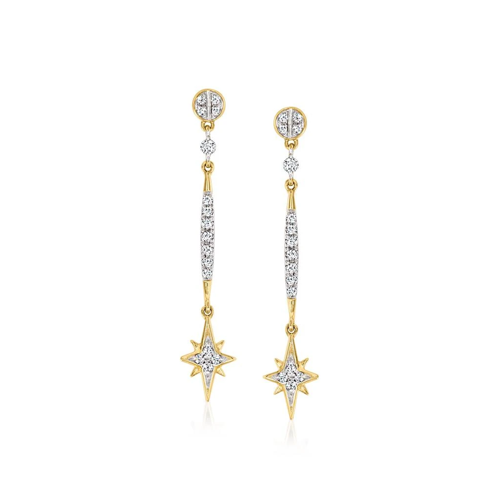 商品Ross-Simons|Ross-Simons Diamond Star Drop Earrings in 14kt Yellow Gold,价格¥3176,第1张图片