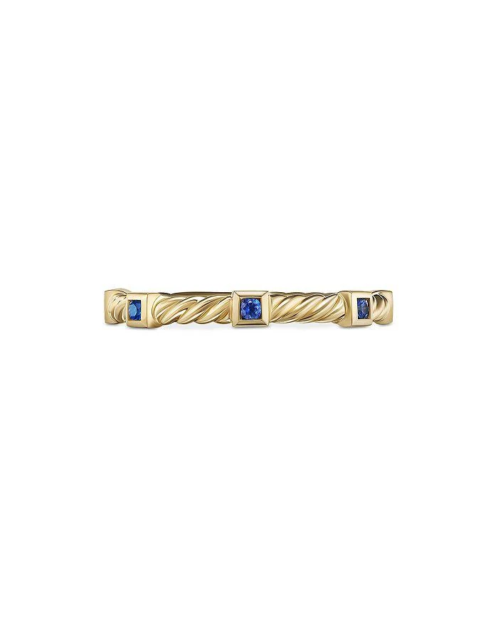 商品David Yurman|18K Yellow Gold Cable Sapphire Stack Band Ring,价格¥8929,第3张图片详细描述
