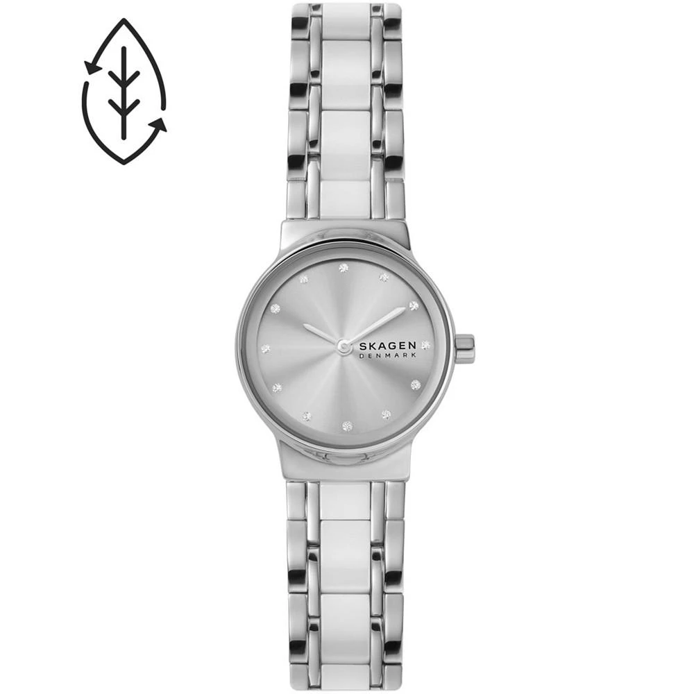 商品Skagen|Women's Freja Silver-Tone Stainless Steel and Ceramic Bracelet Watch,价格¥1422,第1张图片