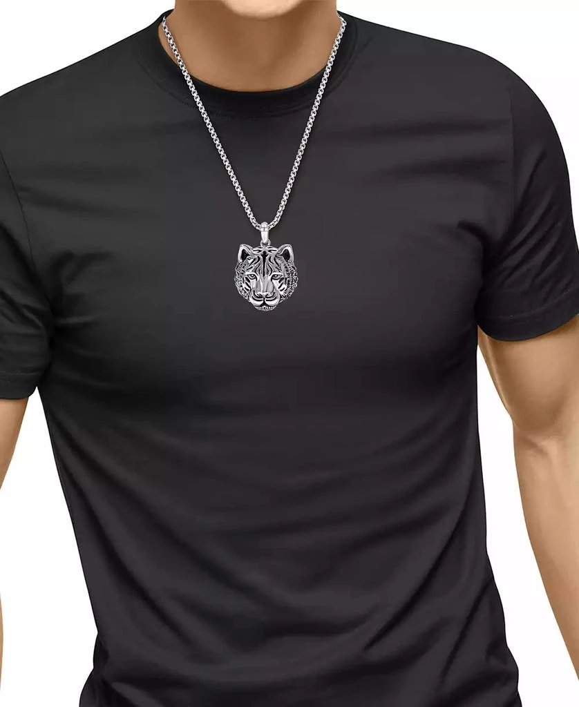 商品Effy|EFFY® Men's Panther 22" Pendant Necklace in Sterling Silver,价格¥1561,第2张图片详细描述