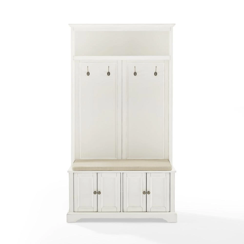 商品Crosley Furniture|Holbrook Hall Tree Distressed White/Oatmeal,价格¥3758,第2张图片详细描述