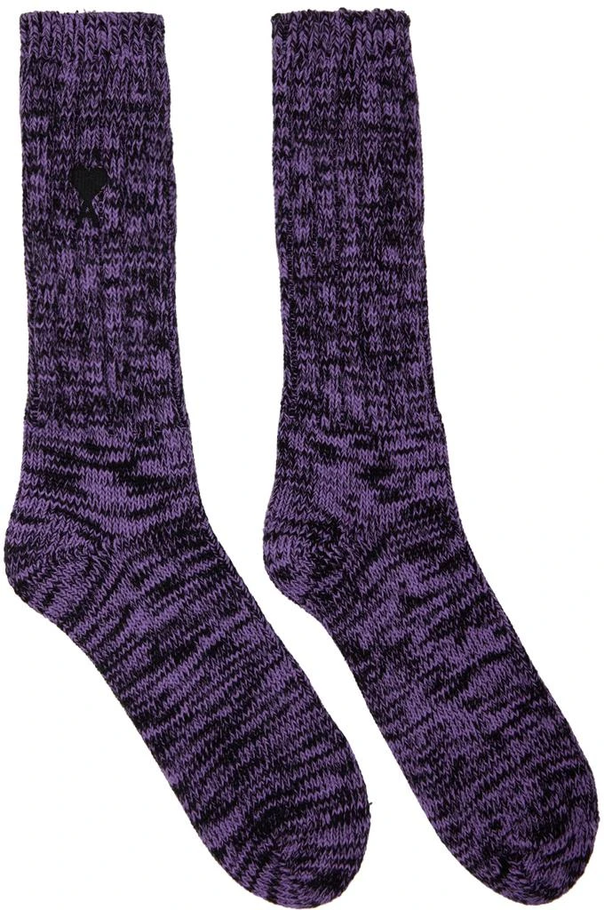 商品AMI|Purple & Black Ami de Cœur Socks,价格¥597,第1张图片